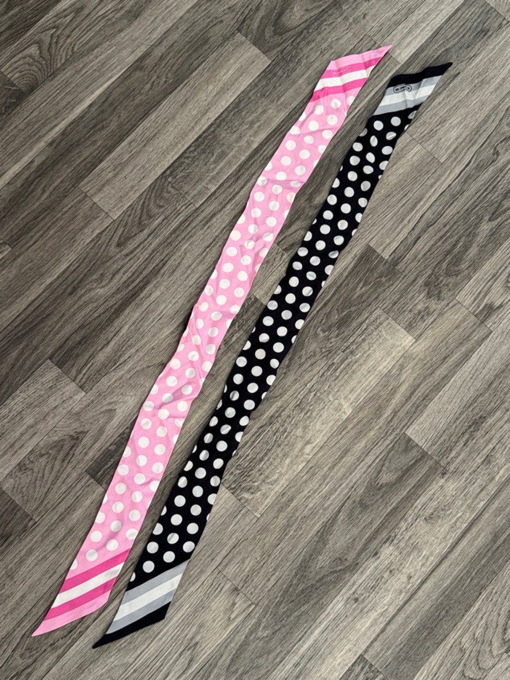 Coach polka dot silk skinny scarf bundle of 2 - Picture 2 of 8